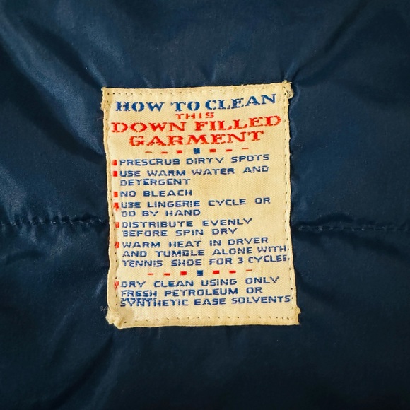 Vintage 70s Prime North Navy Blue Rainbow Stripe Ski Winter Down Jacket VGUC Sm - Picture 15 of 16